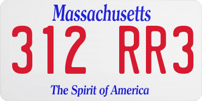 MA license plate 312RR3