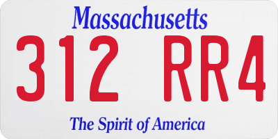 MA license plate 312RR4