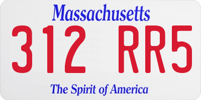 MA license plate 312RR5