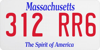 MA license plate 312RR6