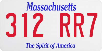 MA license plate 312RR7