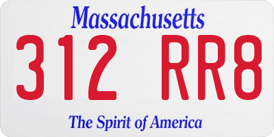 MA license plate 312RR8