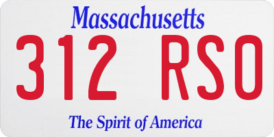 MA license plate 312RS0