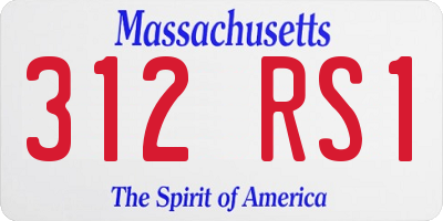 MA license plate 312RS1