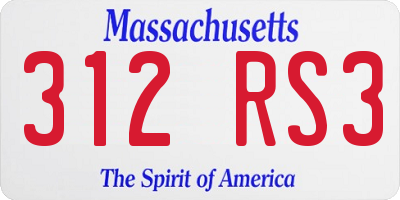 MA license plate 312RS3