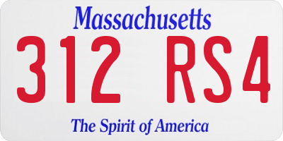 MA license plate 312RS4