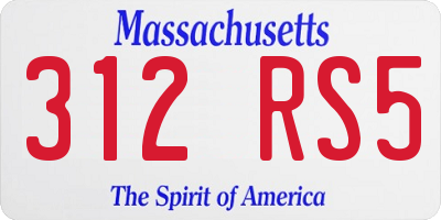 MA license plate 312RS5