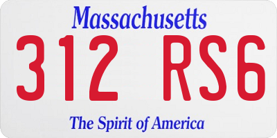 MA license plate 312RS6