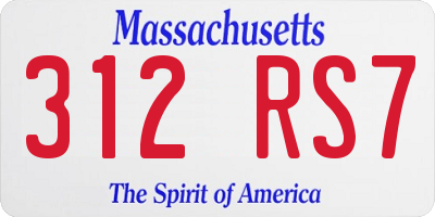 MA license plate 312RS7
