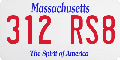 MA license plate 312RS8