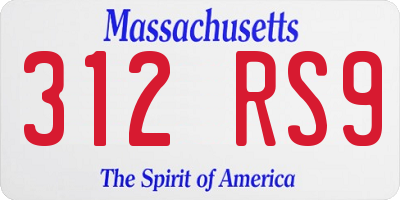 MA license plate 312RS9