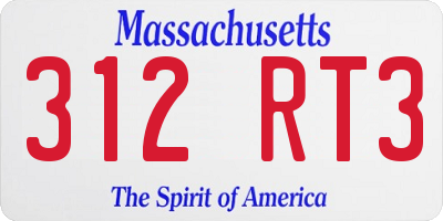 MA license plate 312RT3