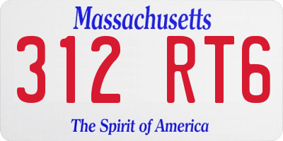 MA license plate 312RT6