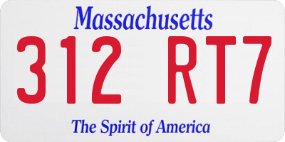 MA license plate 312RT7