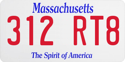 MA license plate 312RT8