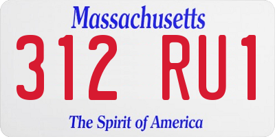 MA license plate 312RU1