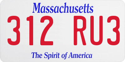 MA license plate 312RU3