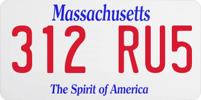 MA license plate 312RU5