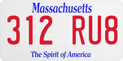 MA license plate 312RU8