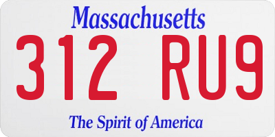 MA license plate 312RU9