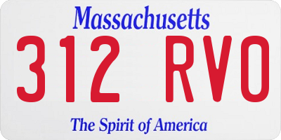 MA license plate 312RV0