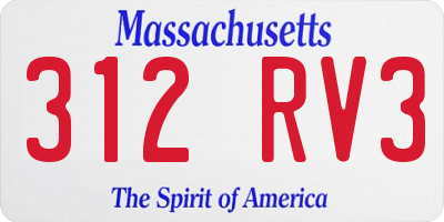 MA license plate 312RV3