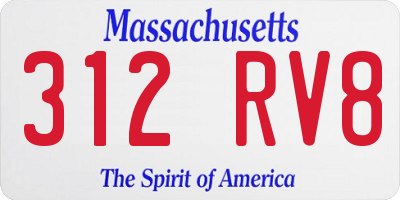 MA license plate 312RV8