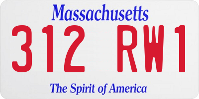 MA license plate 312RW1