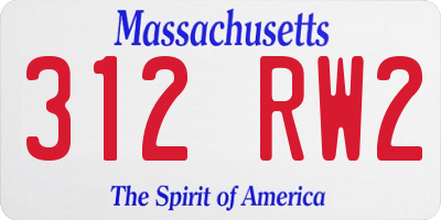 MA license plate 312RW2