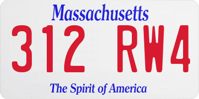 MA license plate 312RW4