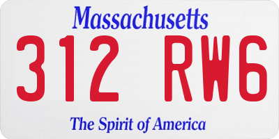 MA license plate 312RW6