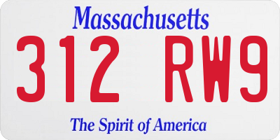 MA license plate 312RW9