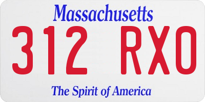 MA license plate 312RX0
