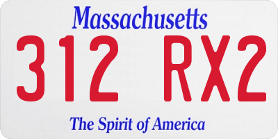 MA license plate 312RX2