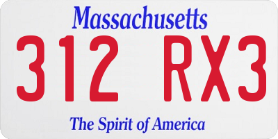 MA license plate 312RX3