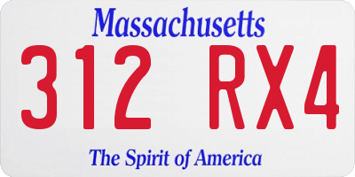 MA license plate 312RX4