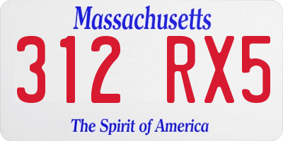 MA license plate 312RX5