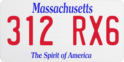 MA license plate 312RX6