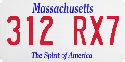 MA license plate 312RX7