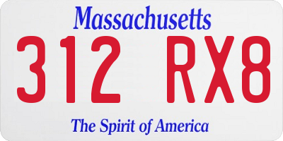 MA license plate 312RX8