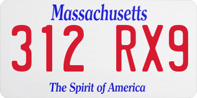 MA license plate 312RX9