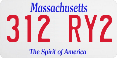 MA license plate 312RY2