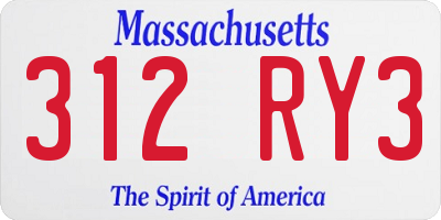 MA license plate 312RY3