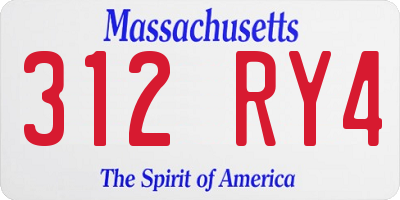 MA license plate 312RY4