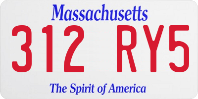 MA license plate 312RY5