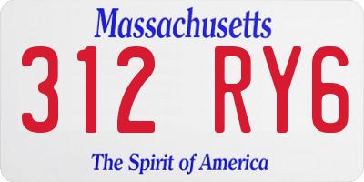 MA license plate 312RY6