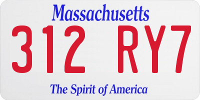 MA license plate 312RY7
