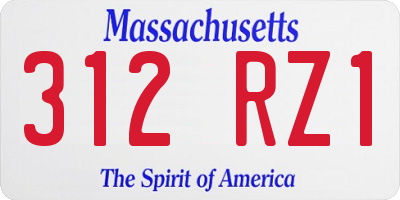 MA license plate 312RZ1