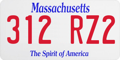 MA license plate 312RZ2