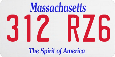 MA license plate 312RZ6